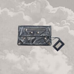 BALENCIAGA City Clip Clutch Second Bag Giant Anthracite Charcoal Motorcycle